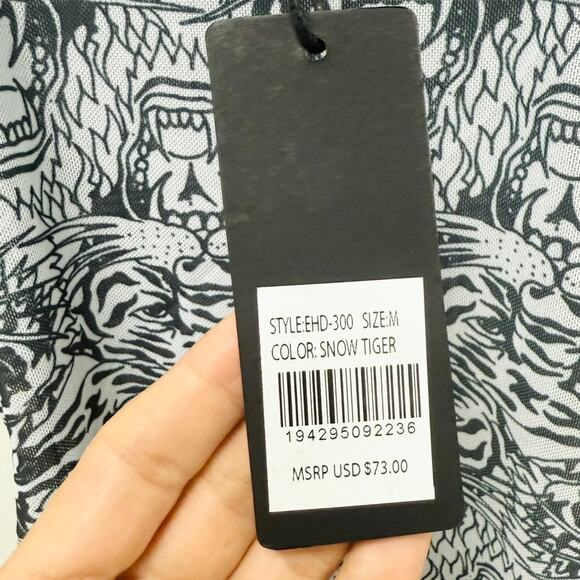 NWT Ed Hardy Snow Tiger Print Sheer‎ Ruched Dress Women’s Size Medium - Picture 10 of 10